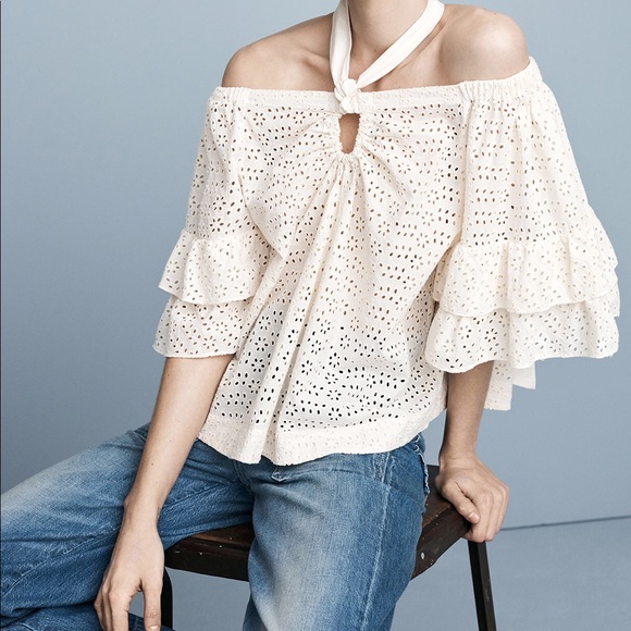 Rebecca Taylor Tops - NWT Rebecca Taylor Eyelet off the shoulder halter